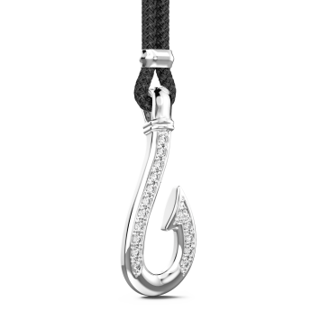 Collana Zancan in kevlar con pendente ad amo in argento con pietre bianche. 2