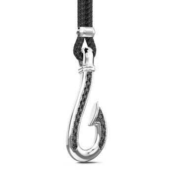 Zancan kevlar necklace with silver hook pendant and black stones. 2