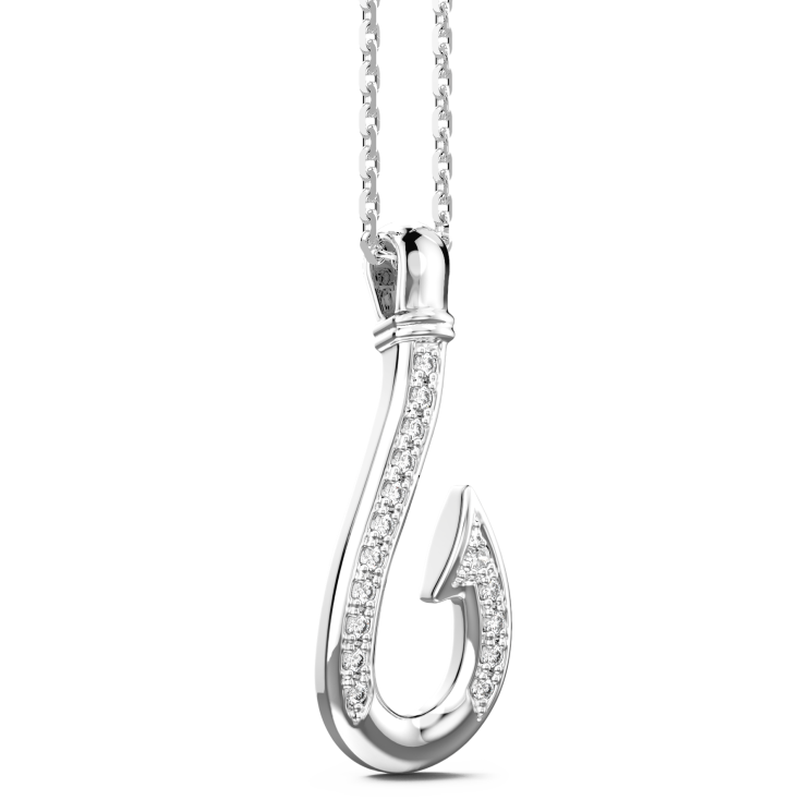 Collar Zancan de plata con colgante de anzuelo con piedras.