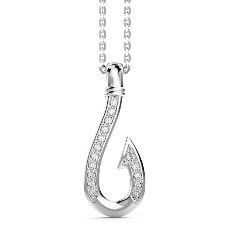 Collar Zancan de plata con colgante de anzuelo con piedras.