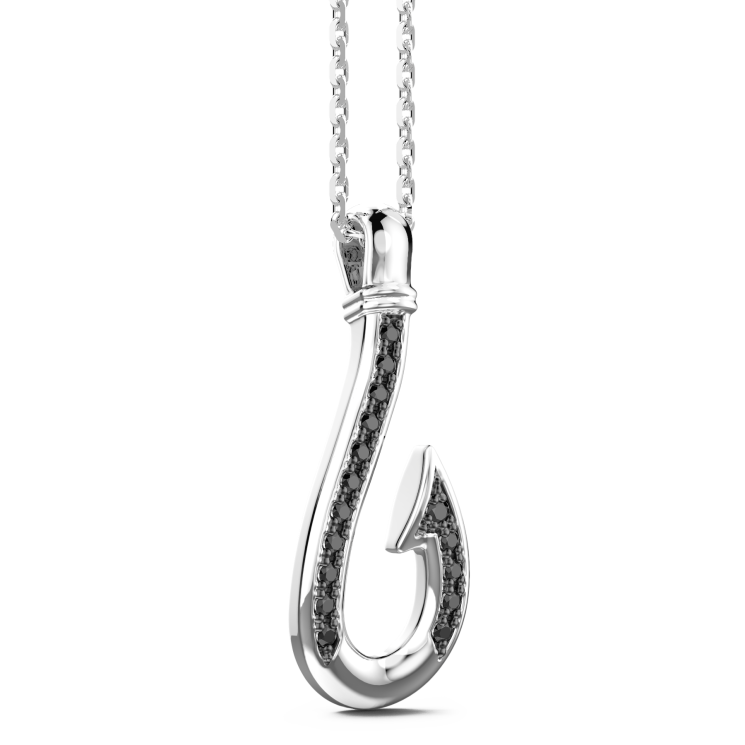 Collana Zancan in argento con pendente ad amo con pietre nere.