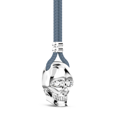 Collar Zancan de kevlar con colgante de calavera de plata.