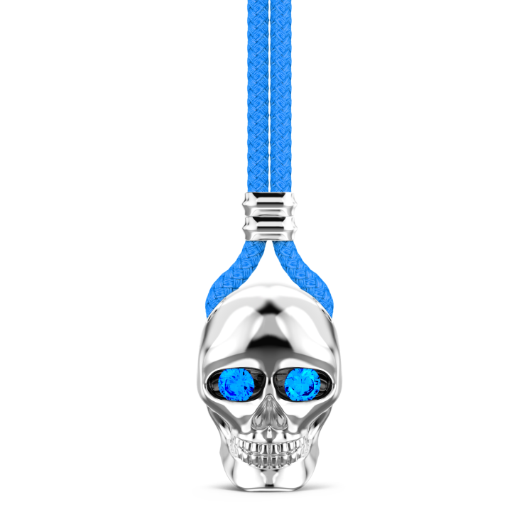 Collar Zancan de kevlar con colgante de calavera de plata.