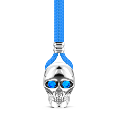 Collar Zancan de kevlar con colgante de calavera de plata.