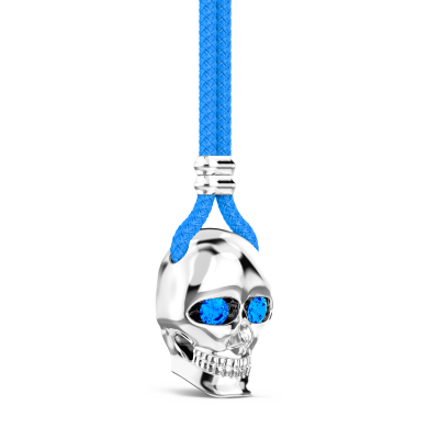 Collar Zancan de kevlar con colgante de calavera de plata.