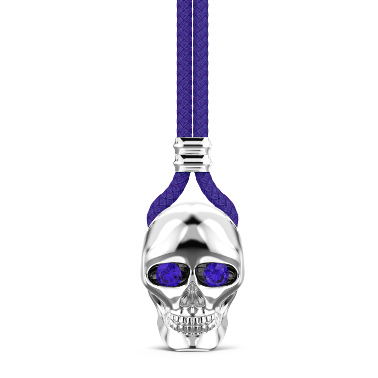 Collar Zancan de kevlar con colgante de calavera de plata.