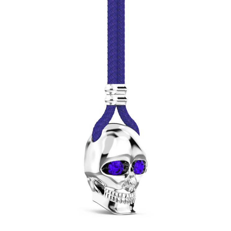 Collar Zancan de kevlar con colgante de calavera de plata.