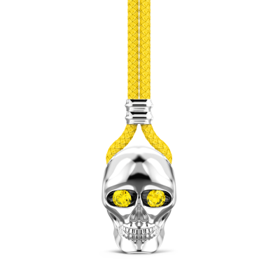 Collar Zancan de kevlar con colgante de calavera de plata.