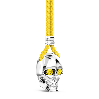 Collar Zancan de kevlar con colgante de calavera de plata.
