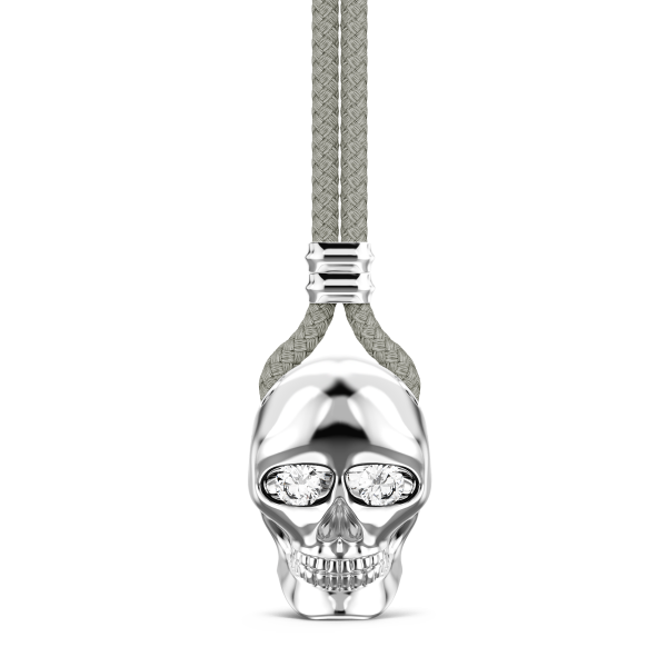 Collar Zancan de kevlar con colgante de calavera de plata.
