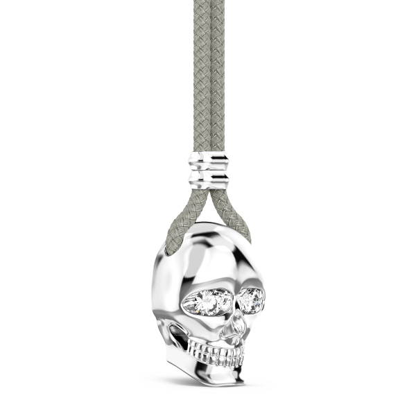 Collar Zancan de kevlar con colgante de calavera de plata.