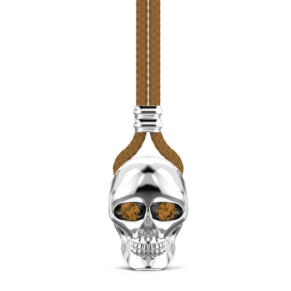 Collana Zancan in kevlar con pendente a teschio in argento.