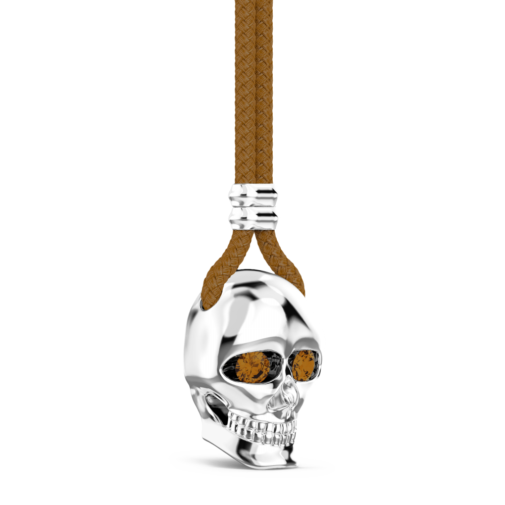 Collana Zancan in kevlar con pendente a teschio in argento.