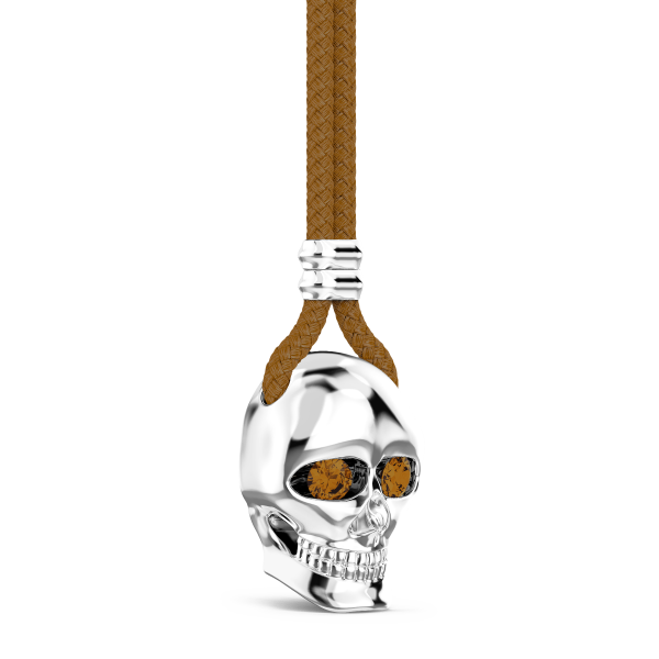 Collana Zancan in kevlar con pendente a teschio in argento.