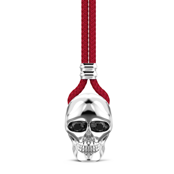 Collar Zancan de kevlar con colgante de calavera de plata.