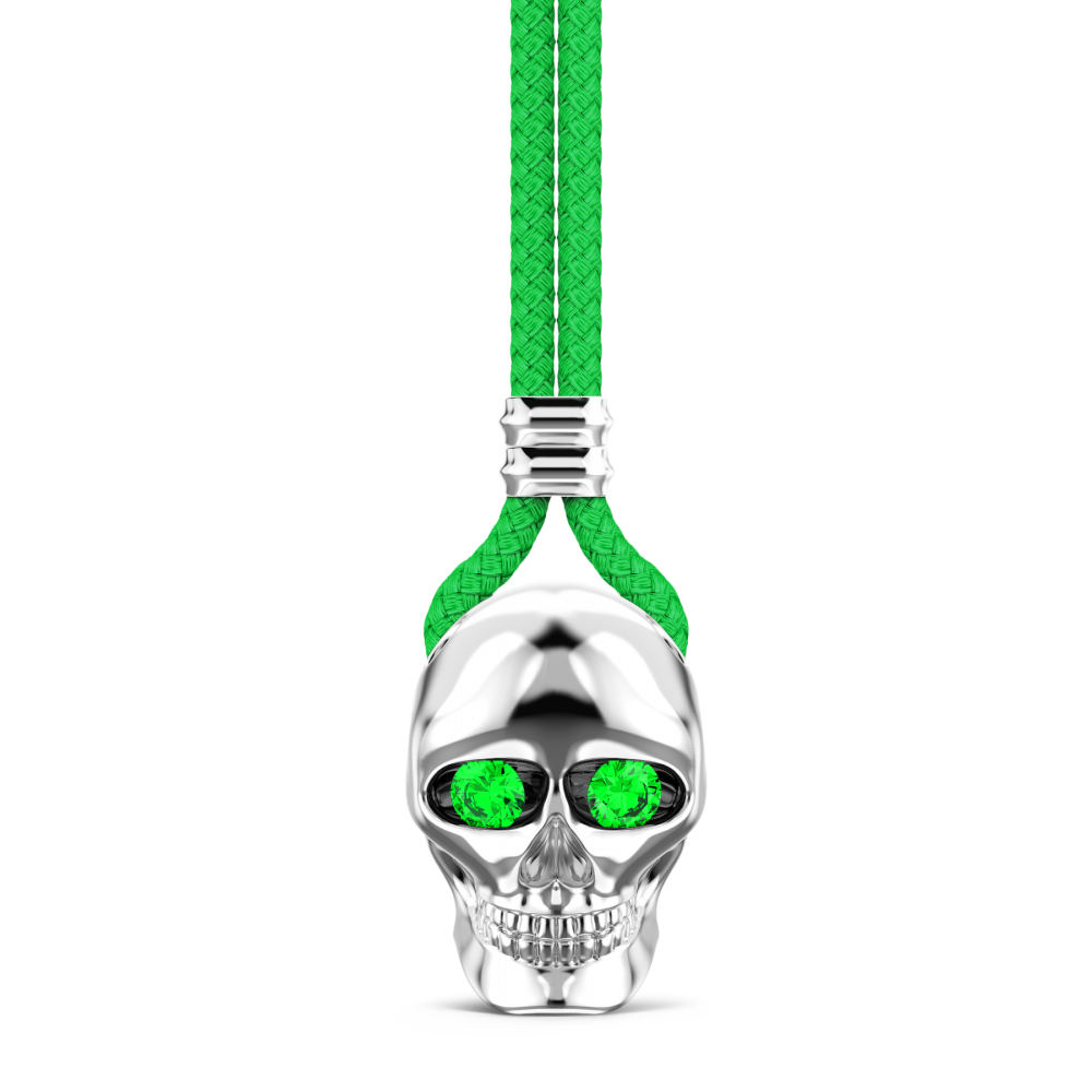 Collar Zancan de kevlar con colgante de calavera de plata.