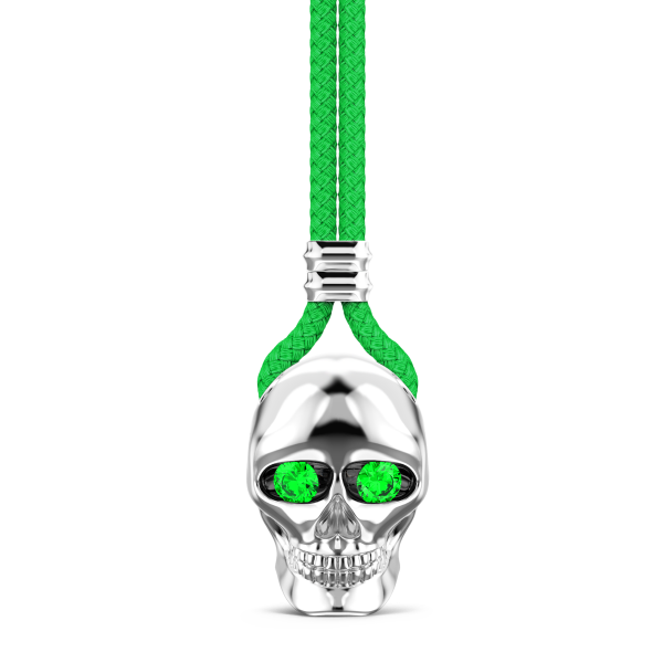 Collar Zancan de kevlar con colgante de calavera de plata.