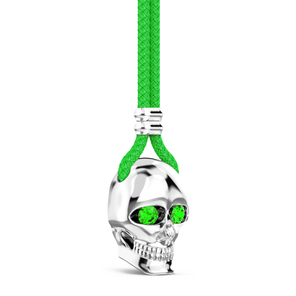 Collar Zancan de kevlar con colgante de calavera de plata.