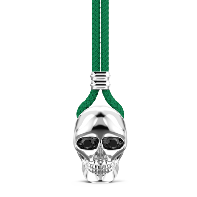 Collar Zancan de kevlar con colgante de calavera de plata.