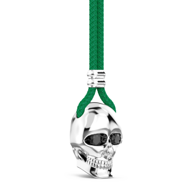 Collar Zancan de kevlar con colgante de calavera de plata.