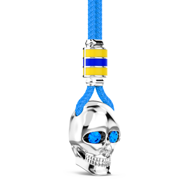 Collar Zancan de kevlar con colgante de calavera de plata.