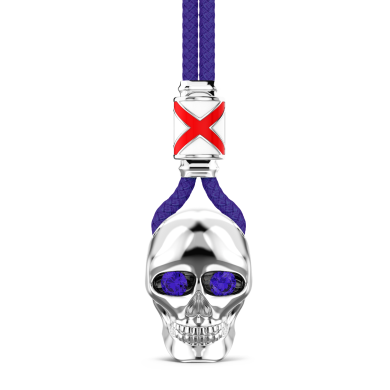 Collar Zancan de kevlar con colgante de calavera de plata.