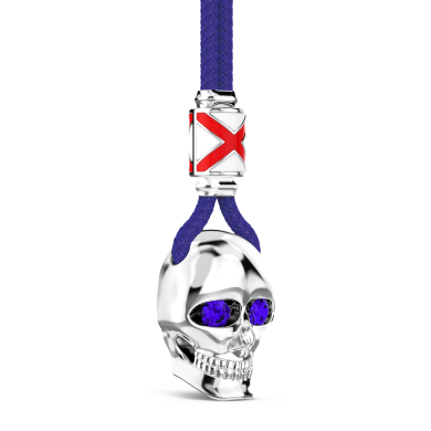 Collar Zancan de kevlar con colgante de calavera de plata.
