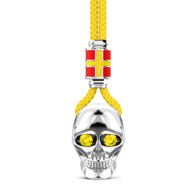 Collar Zancan de kevlar con colgante de calavera de plata.