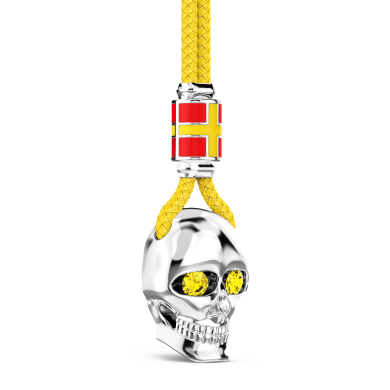 Collar Zancan de kevlar con colgante de calavera de plata.