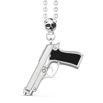 Collana Zancan in argento con pendente a pistola.