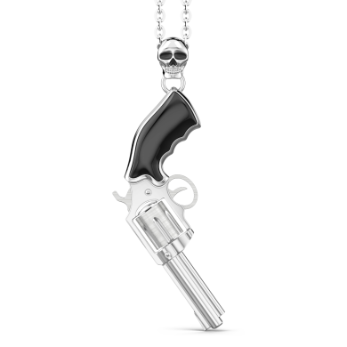 Zancan silver necklace with revolver pendant.