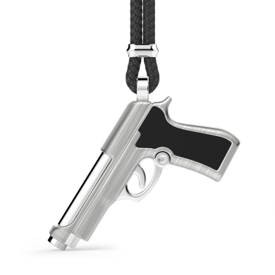 Zancan-Kette aus Kevlar mit Pistole aus Silber.