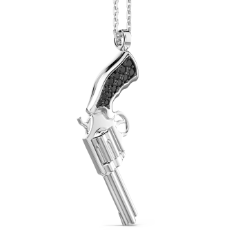 Collar Zancan de plata con colgante de pistola de plata y piedras negras. 2