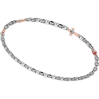 Bracciale  Zancan in oro bianco con diamanti e croce.