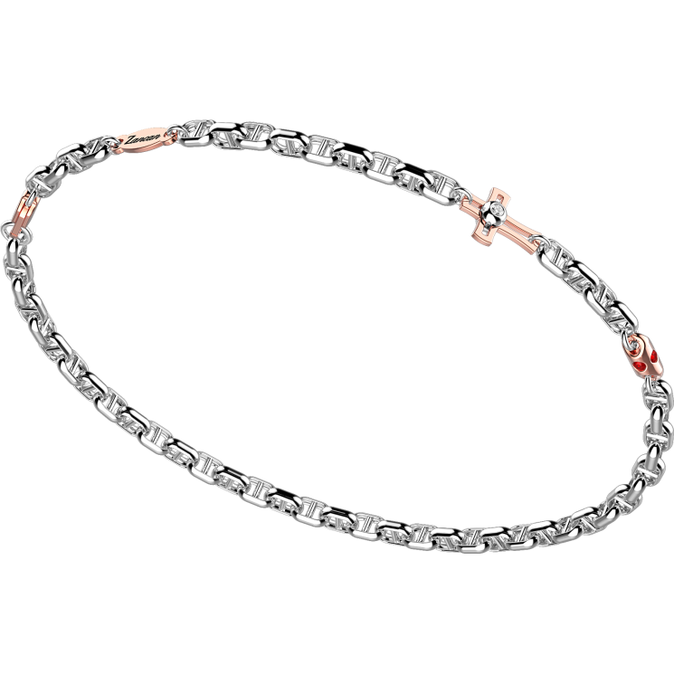 Bracciale  Zancan in oro bianco con diamanti e croce.