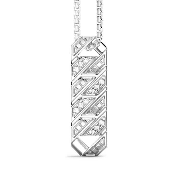 Collar de plata de Zancan con colgante de placa y piedras.