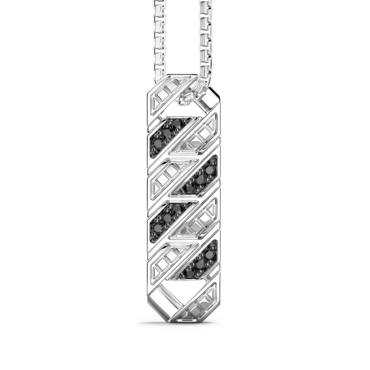 Collier Zancan en argent avec pendentif plaque et pierres.