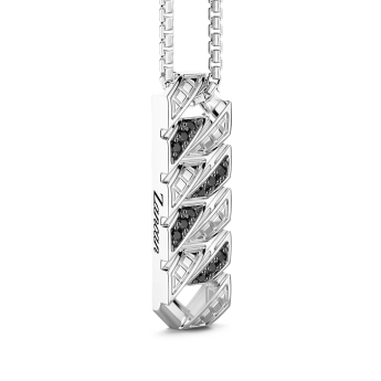 Collana Zancan in argento con pendente a targa e pietre. 2