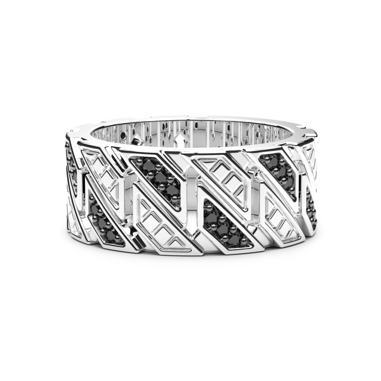 Anello a fascia Zancan in argento con pietre.