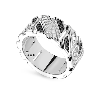 Anello a fascia Zancan in argento con pietre. 2