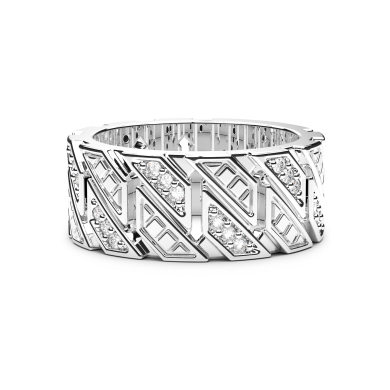 Zancan band ring in sterling silver with stones.