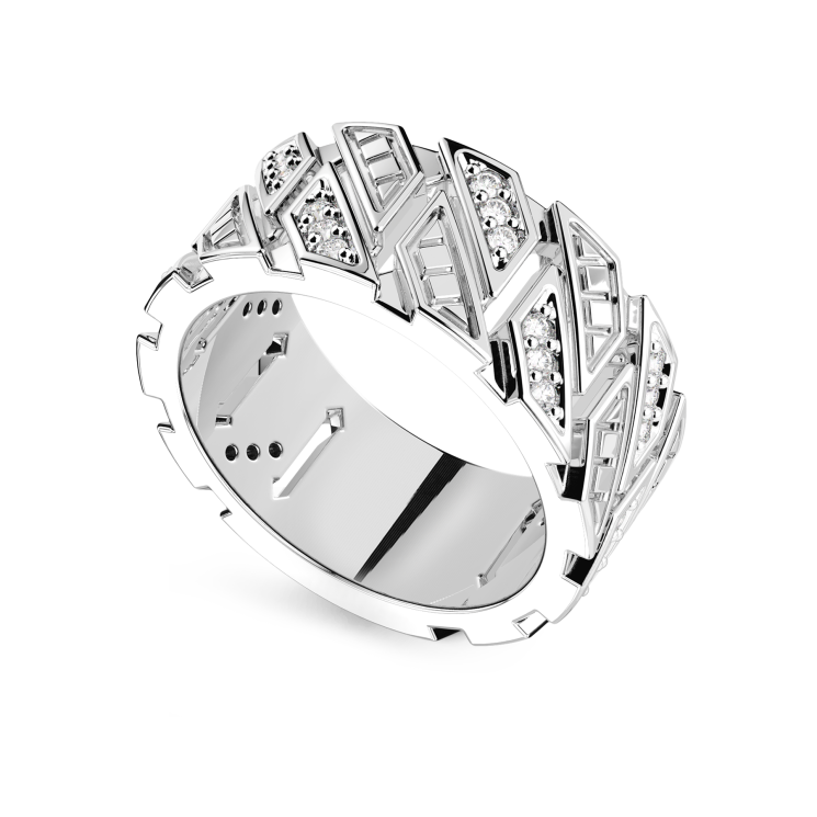 Bague à bande Zancan en argent avec pierres.