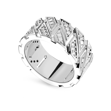 Bague à bande Zancan en argent avec pierres.
