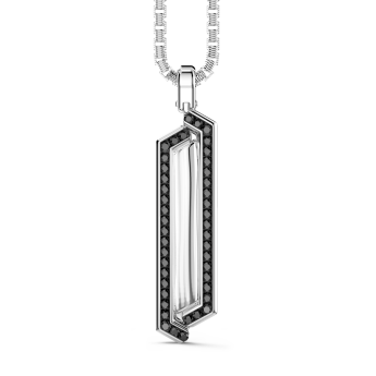 Collana Zancan in argento con pendente a targa e pietre.