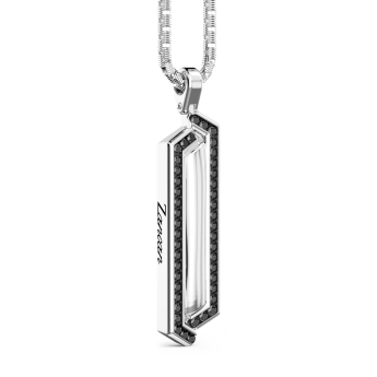 Collana Zancan in argento con pendente a targa e pietre. 2