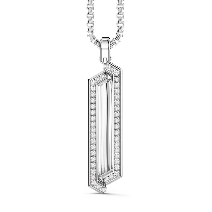 Collar de plata de Zancan con colgante de placa y piedras.