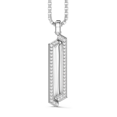 Collar de plata de Zancan con colgante de placa y piedras.