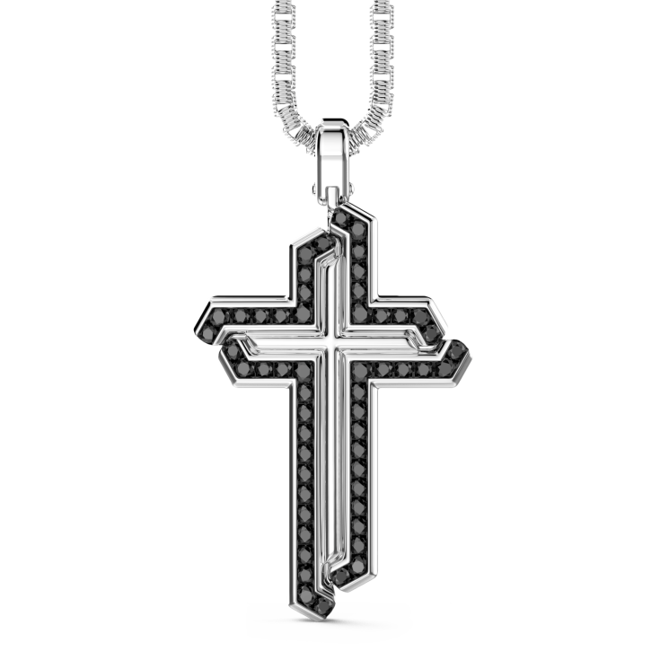 Collier Zancan en argent avec pendentif croix et pierres.