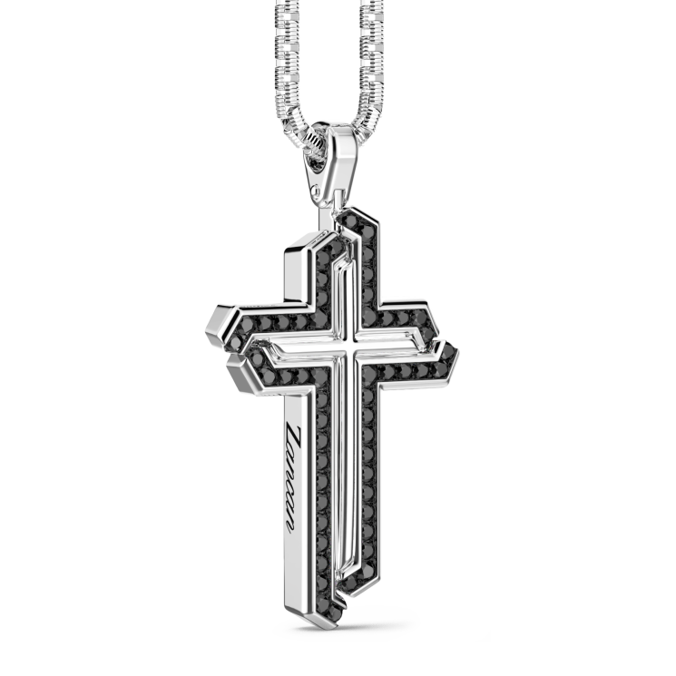 Collier Zancan en argent avec pendentif croix et pierres.