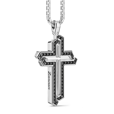 Collier Zancan en argent avec pendentif croix et pierres.